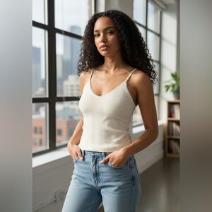 Lululemon Athletica White Cotton Pointelle Cropped Camisole Top NWT